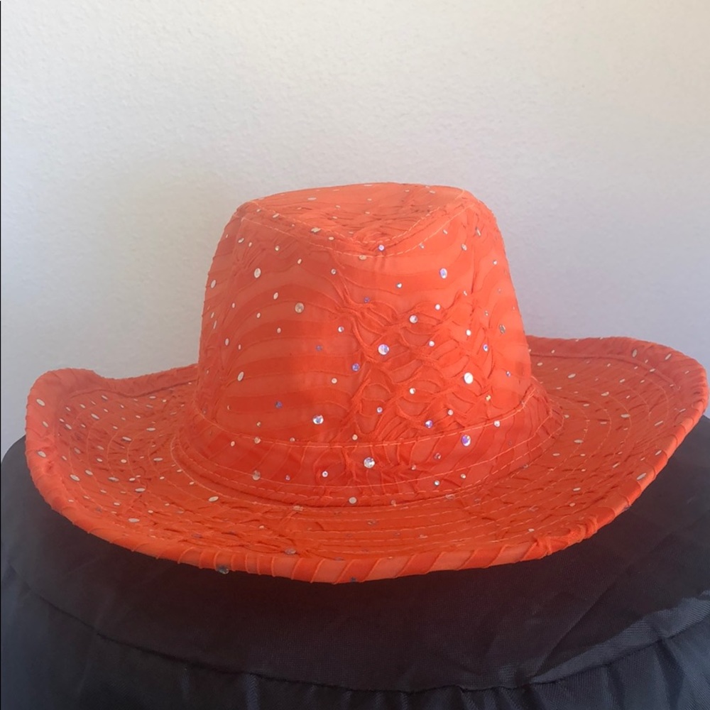 Orange glitter cowboy festival hat